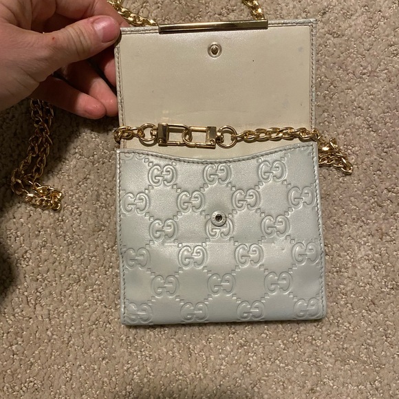 Gucci Guccissima logo square wallet on chain gold grey - Picture 7 of 8